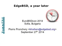 Edgebsd, a Year Later