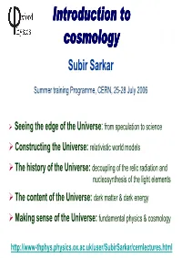 Introduction to Cosmology Subir Sarkar