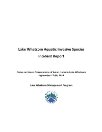 Lake Whatcom Aquatic Invasive Species Incident Report