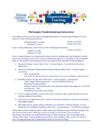 Wecomply Troubleshooting Instructions