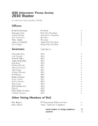 2010 Roster (V: Indicates Voting Member of Bog)