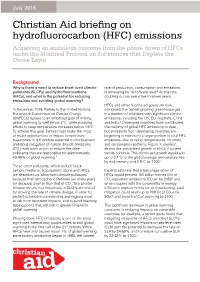 Christian Aid Briefing on Hydrofluorocarbon (HFC) Emissions