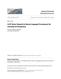 Cliff Notes: Research in Natural Language Processing at the University of Pennsylvania
