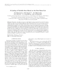A Catalog of Variable Stars Based on the New Name List