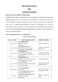 Best Practices-1 Iipc Guest Lectures
