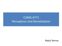 COMS 4771 Perceptron and Kernelization