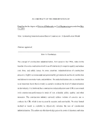 Evaluating Industrialization Rate in Construction: a Quantification Model