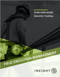 Ineight Plan Quantity Tracking User Guide 20.9