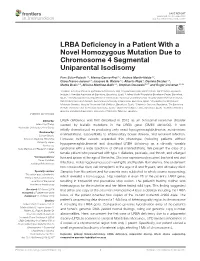 LRBA Deficiency in a Patient with a Novel Homozygous Mutation Due