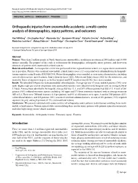 Orthopaedic Injuries from Snowmobile Accidents: a Multi-Centre Analysis Of