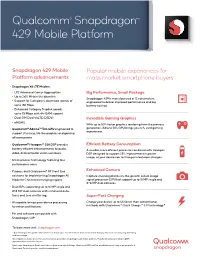 Qualcomm® Snapdragon™ 429 Mobile Platform