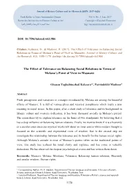The Effect of Tolerance on Balancing Social Relations in Terms of Molana’S Point of View in Masnawi