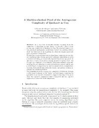 A Machine-Checked Proof of the Average-Case Complexity of Quicksort in Coq