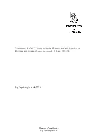 “Binary Synthesis”: Goethe's Aesthetic Intuition in Literature and Science