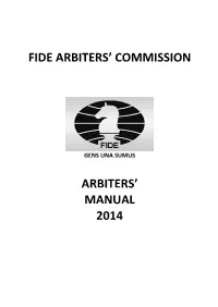 Fide Arbiters' Commission Arbiters' Manual 2014