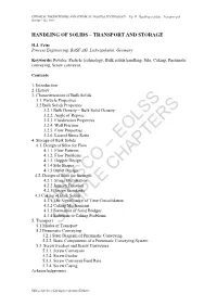 Handling of Solids – Transport and Storage - H.J