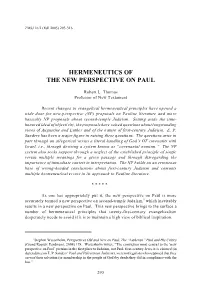 Hermeneutics of the New Perspective on Paul