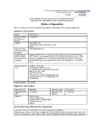Notice of Opposition Opposer Information Applicant