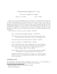 Programming Assignment 1: Lisp