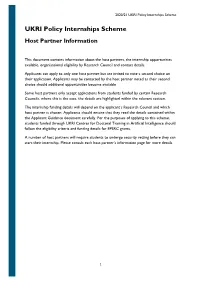 UKRI Policy Internships Scheme