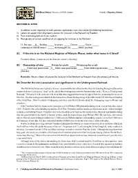 Underground Railroad Network to Freedom / Application Form July 14, 2004 Old Slave House / Reverse U.G.R.R