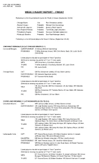 Week 3 Injury Report -- Friday