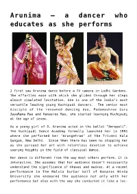 A Dancer Who Educates As She Performs
