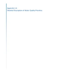 Appendix 3.A Detailed Description of Water Quality Priorities Appendix 3.A  Detailed Description of Water Quality Priorities
