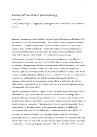 Brentano's Project of Descriptive Psychology