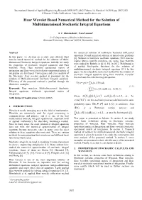 Haar Wavelet Based Numerical Method for the Solution of Multidimensional Stochastic Integral Equations