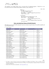 Notice Concerning Name Changes of Portfolio Properties(PDF：46.6KB)