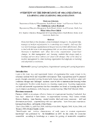 Overview on the Importance of Organizational Learning and Learning Organization
