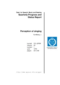 Perception of Singing