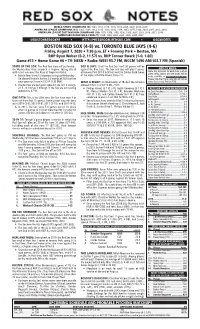 Red Sox Game Notes TONIGHT’S STARTING PITCHER Page 2