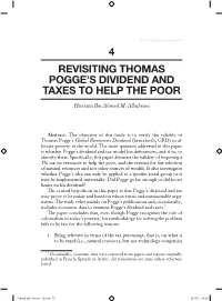 Revisiting Thomas Pogge's Dividend and Taxes to Help the Poor