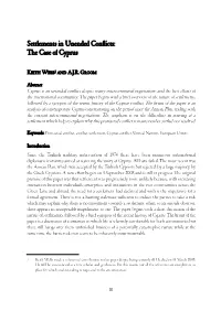 Settlements in Unended Conflicts: the Case of Cyprus