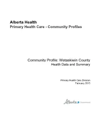 Wetaskiwin County Health Data and Summary