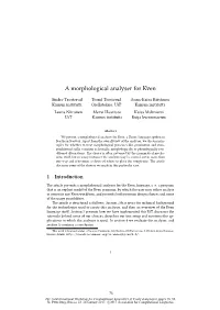 A Morphological Analyser for Kven