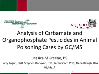 Analysis of Carbamate and Organophosphate Pesticides in Animal Poisoning Cases by GC/MS