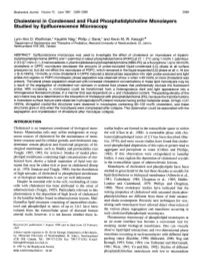 Cholesterol in Condensed and Fluid Phosphatidylcholine Monolayers Studied by Epifluorescence Microscopy