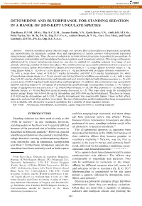 Detomidine and Butorphanol for Standing Sedation in a Range of Zoo-Kept Ungulate Species