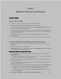Membrane Structure and Function