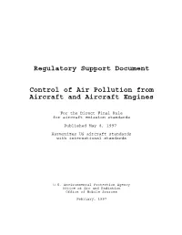 Regulatory Support Document Control of Air Pollution from Aircraft