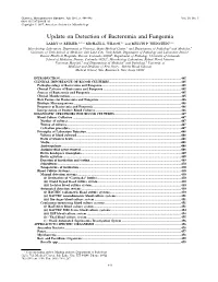 Update on Detection of Bacteremia and Fungemia