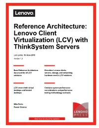 Reference Architecture: Lenovo Client Virtualization (LCV) with Thinksystem Servers