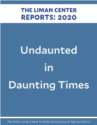 The Liman Center Reports: 2020—Undaunted in Daunting Times