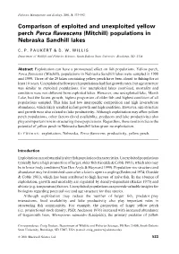Comparison of Exploited and Unexploited Yellow Perch Perca ¯Avescens (Mitchill) Populations in Nebraska Sandhill Lakes