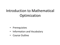 Introduction to Mathematical Optimization