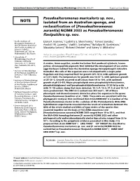 Pseudoalteromonas Maricaloris Sp. Nov., Isolated from an Australian Sponge, and Reclassification Of