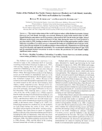 Status of the Ftatback Sea Turtle ;;Ffijl)J1 Nooo"", on Crab Istand, Austratia, with Notes on Predation by Crocodiles